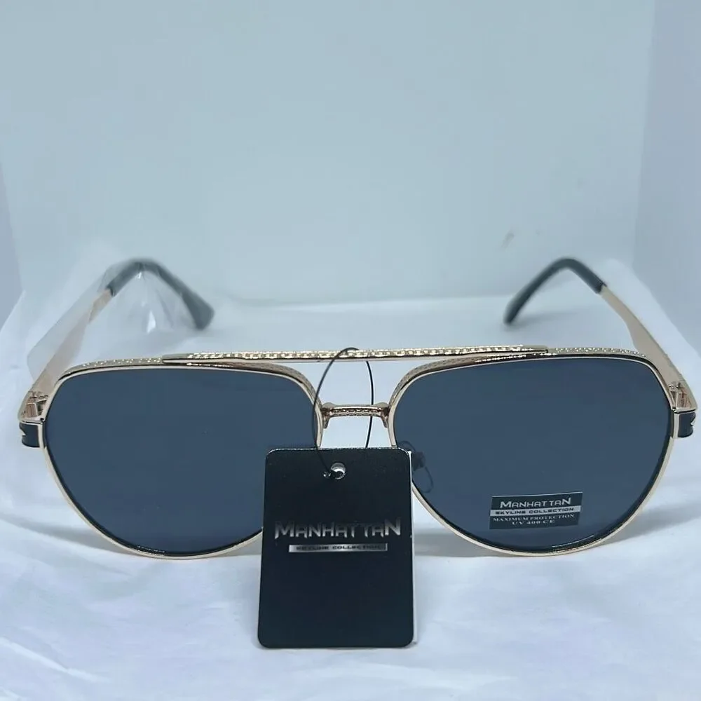 Manhattan Collection Aviator Sunglasses – Maximum UV Protection – Designer Metal